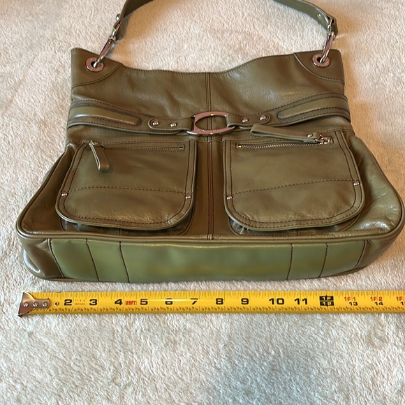 Anne Klein Leather Purse Shoulder Bag Army Olive Green - Picture 7 of 13